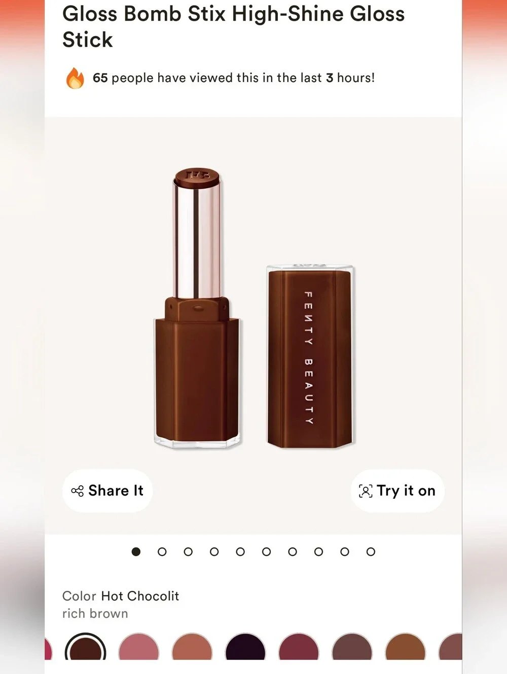 Fenty Beauty Lipstick — Hot Chocolit Deep Brown